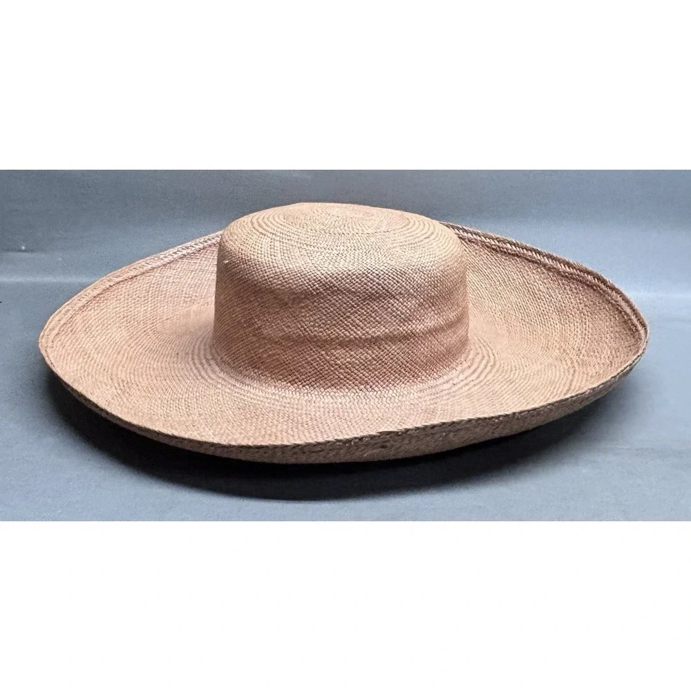 Darcy Creech Southport Straw Hat Wide Brim Peach 21in Beach‎ Resort